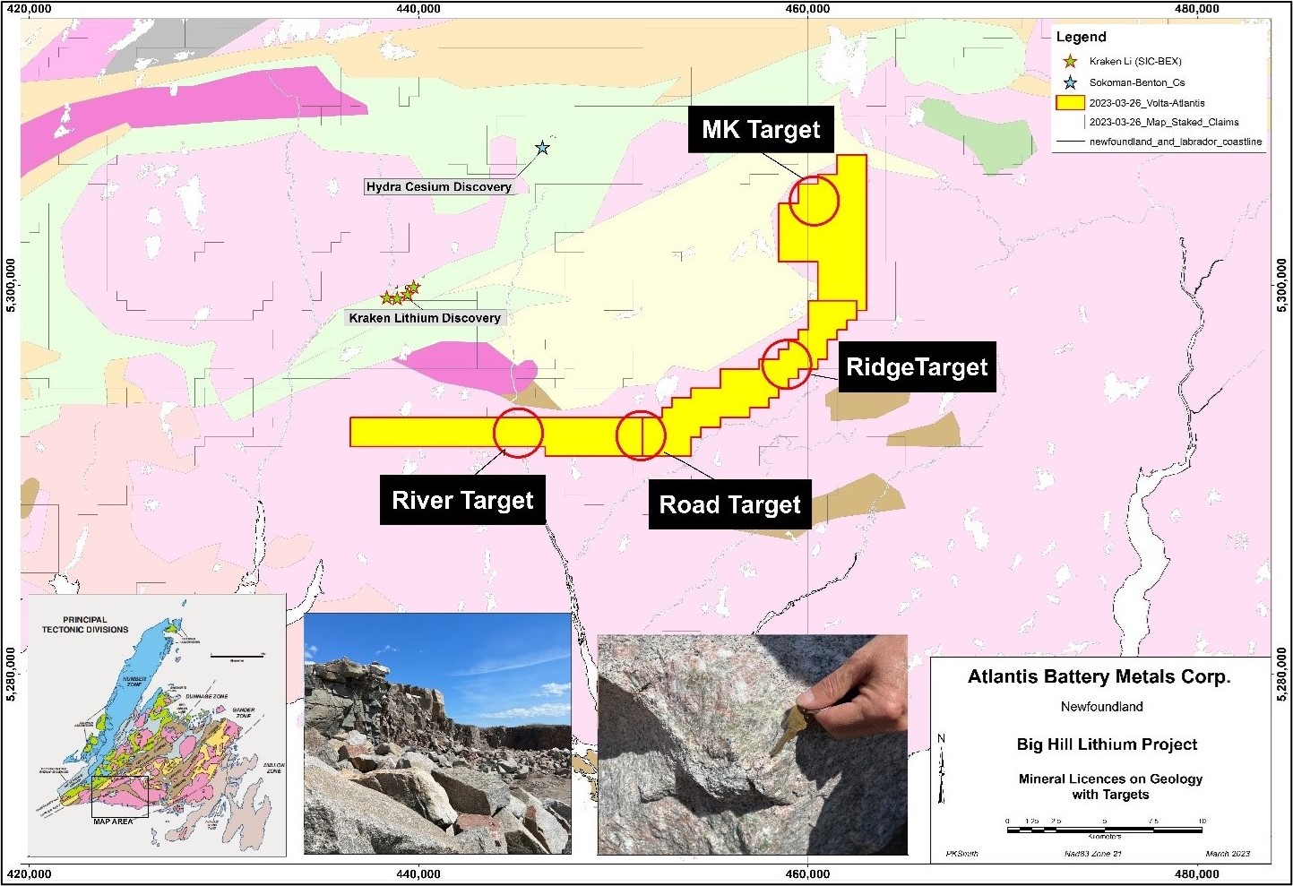 Priority Target Areas, Big Hill Lithium Project, Newfoundland, Canada