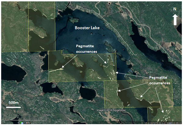 AAZ Figure 3 Pegmatites Observed in the Booster Lake area