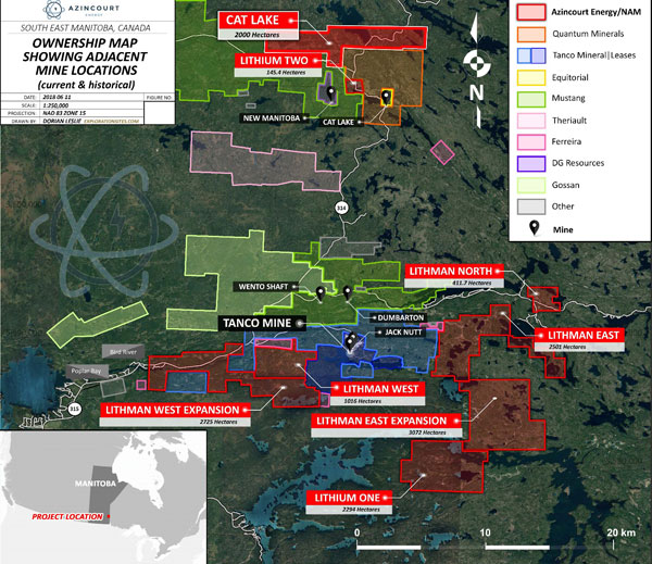 Figure 2 Project Locator Azincourt New Age Lithium Portfolio SE Manitoba Canada